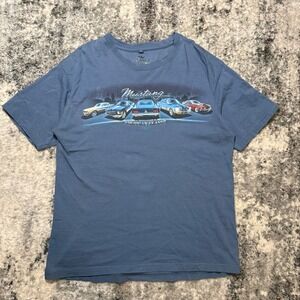 Newport Blue Mens Ford Mustang American Classic Graphic T-Shirt Blue Medium